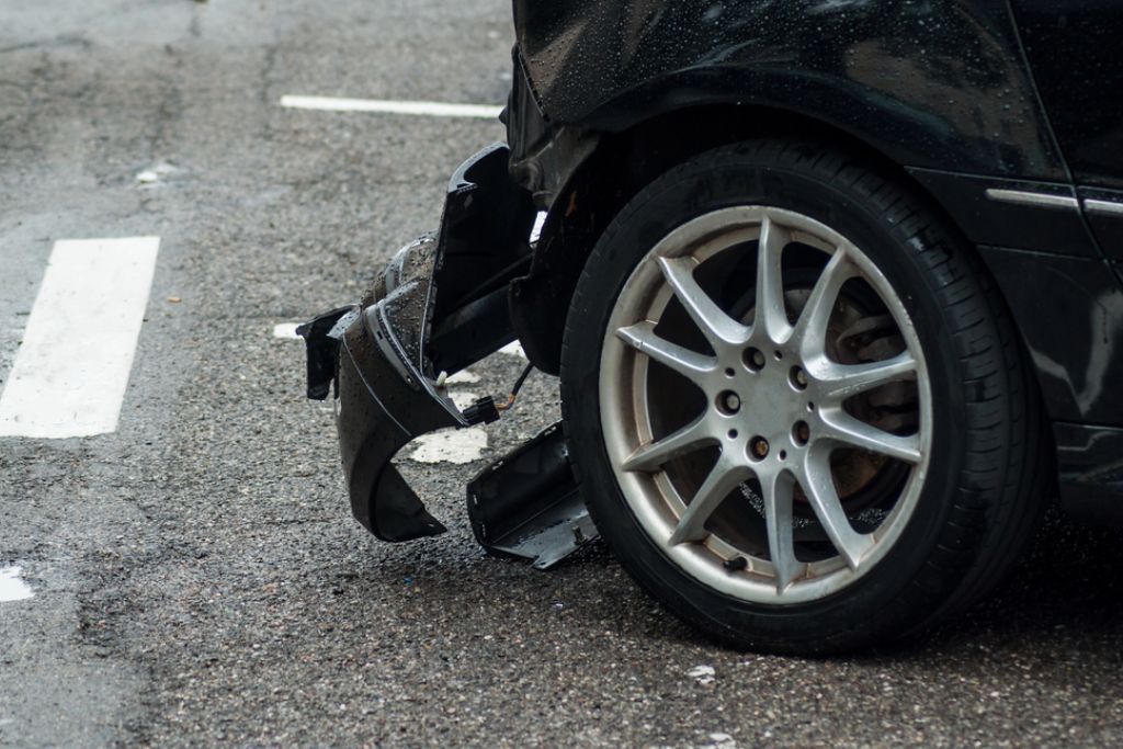 Behind the wheel of a crashed car